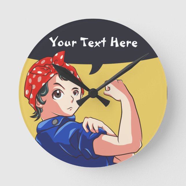 Relógio Redondo Podemos Fazer Isso! Magna Anime Rosie the Riveter (Frente)