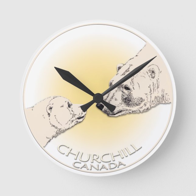 Relógio Redondo Polar Bear Clock Churchill Canadá Bear Wall Clock (Frente)