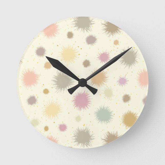 Relógio Redondo Pólen do Partido Pastel - padrão uniforme.     (Frente)