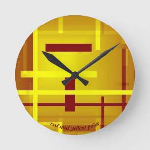 Relógio Redondo Polos vermelho e amarelo