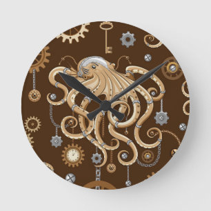 Relógio Redondo Polvo Steampunk Retro Fantasia Mecânica
