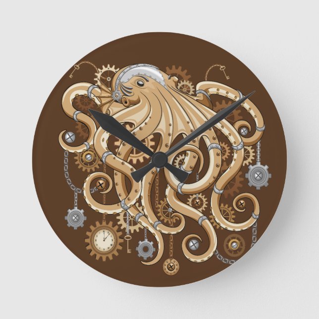 Relógio Redondo Polvo Steampunk Retro Fantasia Mecânica (Frente)
