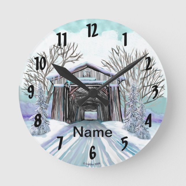 Relógio Redondo Ponte coberta de inverno (Frente)