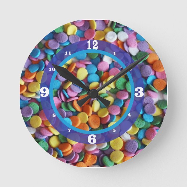 Relógio Redondo Pontos de doces de terceiros numerados (Frente)