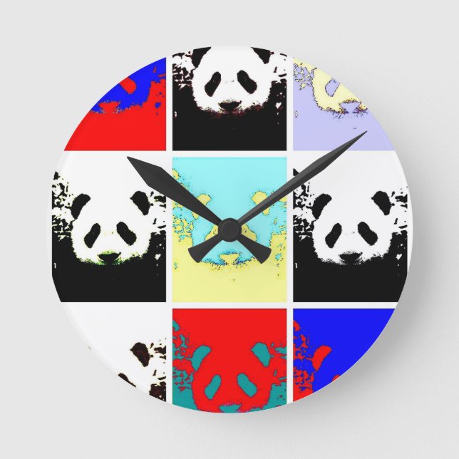 Relógio Redondo Pop Art Panda (Frente)