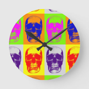 Relógio Redondo Pop Art Skull