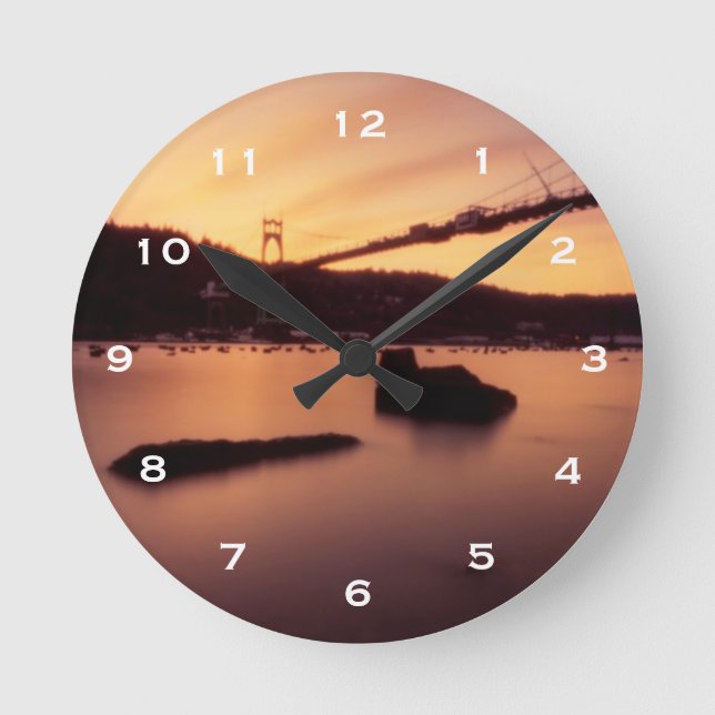 Relógio Redondo Por do sol da ponte de St Johns (Frente)