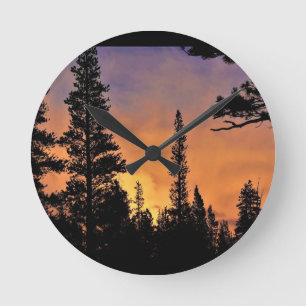 Relógio Redondo Pôr do sol nos prados de Tuolumne, Yosemite, CA