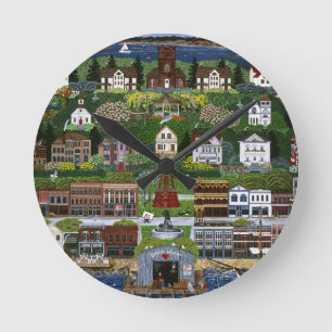 Relógio Redondo Porto histórico Townsend, Washington