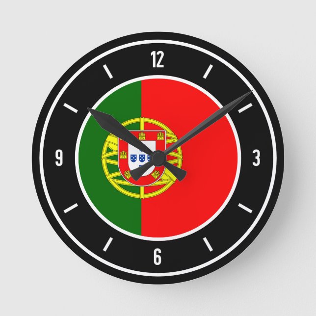 Relógio Redondo Portugal Flag Elegant (Frente)