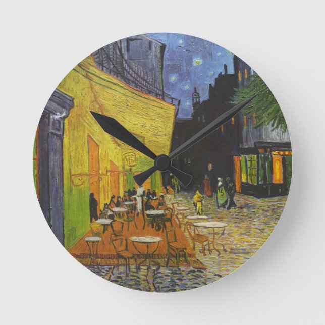 Relógio Redondo Posto Impressionista Van Gogh Cafe Terrace (Frente)