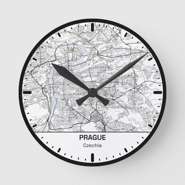 Relógio Redondo Prague Clock City Line Art (Frente)
