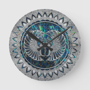 Relógio Redondo Prata e olmo egípcios do besouro do escaravelho