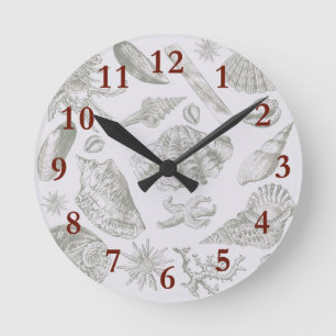 Relógio Redondo Prateleiras de Arte Suave de Seashell