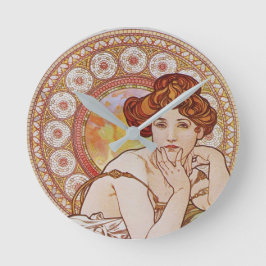 Relógio Redondo Precioso Mucha Vintage Topaz pedra Arte Nouveau