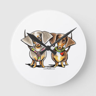 Relógio Redondo Precipitando Dachshunds Dappled