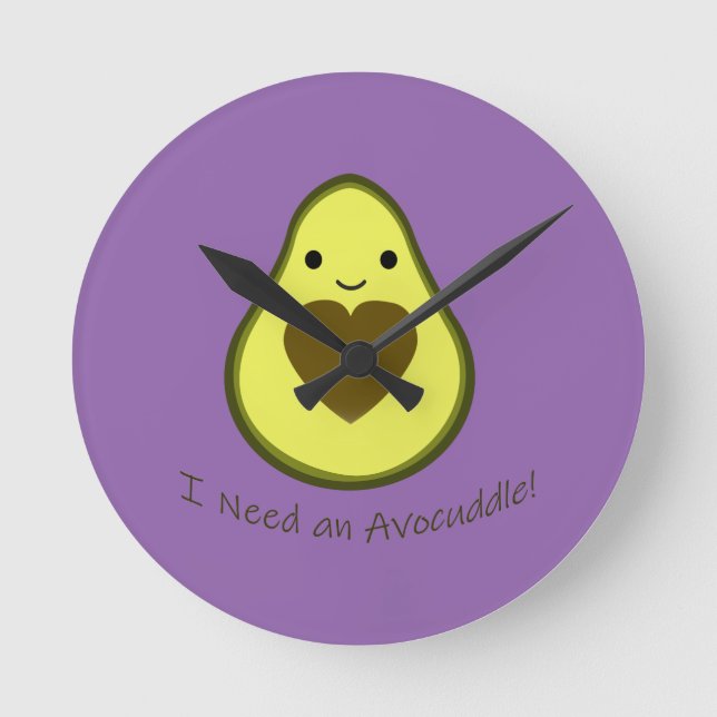 Relógio Redondo Preciso de um Avocuddle Cute Kawaii Avocado (Frente)