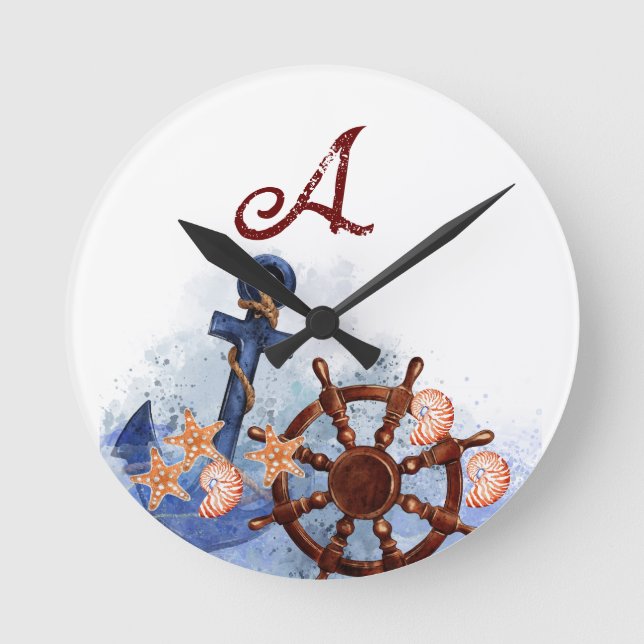 Relógio Redondo Presente de Bridesmaid de Casamento de Praia Náuti (Frente)
