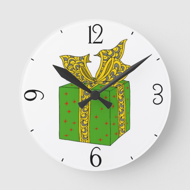 Relógio Redondo Presente de Natal (Frente)