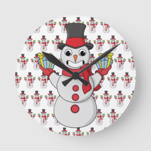 Relógio Redondo Presentes de Snowman