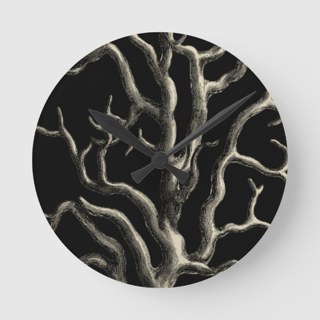 Relógio Redondo Preto e Coral-bravo (Frente)