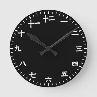 Relógio Redondo Preto Japonês
