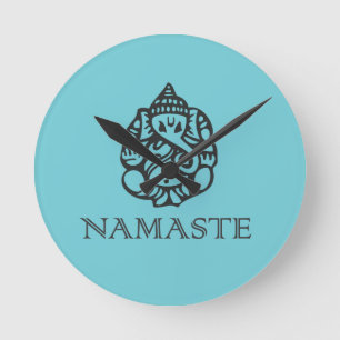 Relógio Redondo Pretty Ganesh Namaste Blue Design