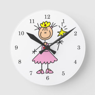 Relógio Redondo Princesa Com Varinha