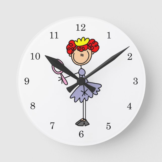 Relógio Redondo Princesa de Cabelo Vermelho (Frente)