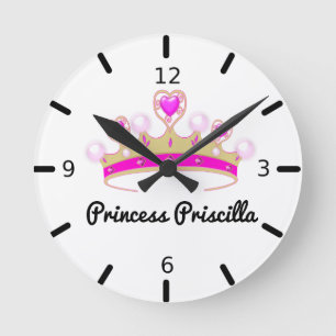 Relógio Redondo Princesa Personalizada Tiara