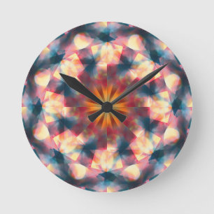 Relógio Redondo Prismático Caleidoscópico Psicodélico Mandala