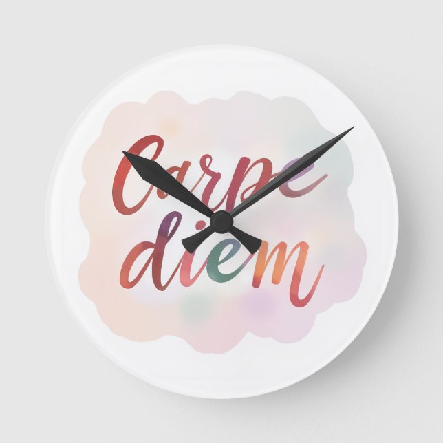 Relógio Redondo Produtos com design de carpe diem (Frente)