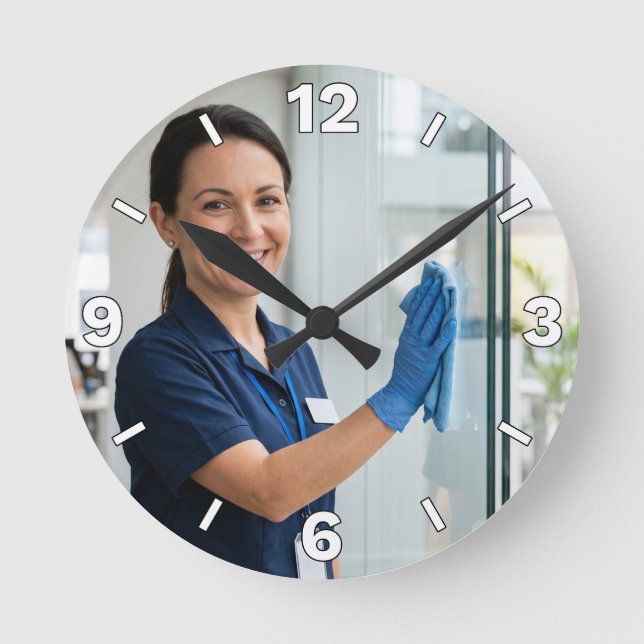 Relógio Redondo Professional Cleaning Service Window Decor (Frente)
