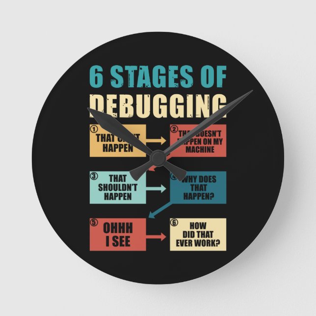 Relógio Redondo Programador de Depuração Engraçado Oferece Sobrepo (Frente)