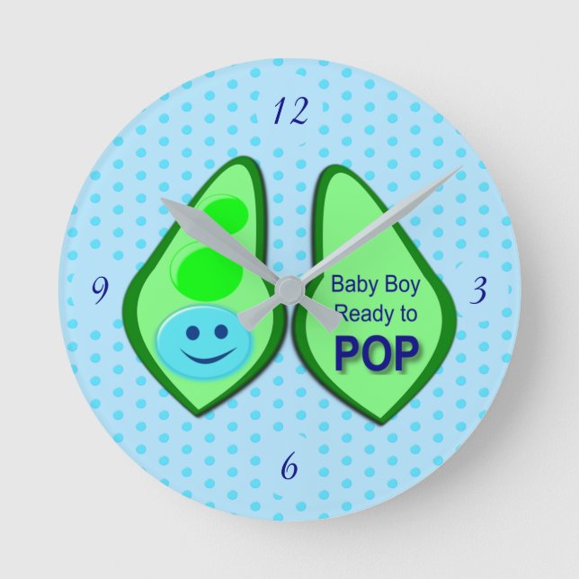 Relógio Redondo Pronto para Pop Baby Boy Blue Pea (Frente)