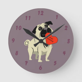 Relógio Redondo Pug seja meu namorado