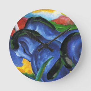 Relógio Redondo Pulso de disparo azul dos cavalos de Franz Marc