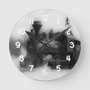 Relógio Redondo Pulso de disparo da locomotiva do trem do vintage