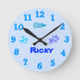 Relógio Redondo Pulso de disparo de parede azul do espaço