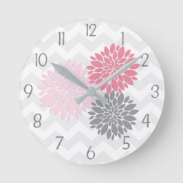 Relógio Redondo Pulso de disparo de parede cinzento cor-de-rosa da