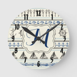 Relógio Redondo Pulso de disparo de parede da inicial do monograma