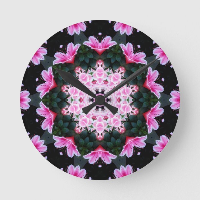 Relógio Redondo Pulso de disparo de parede da mandala da flor (Frente)