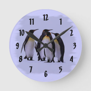 Relógio Redondo Pulso de disparo de parede de quatro pinguins