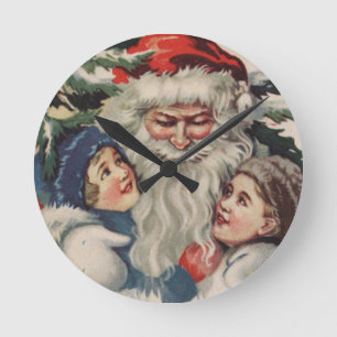 Relógio Redondo Pulso de disparo de parede do natal vintage das