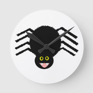 Relógio Redondo Pulso de disparo de parede preto da aranha