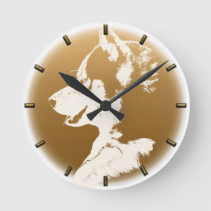 Relógio Redondo Pulso de disparo de parede ronco do cão de trenó