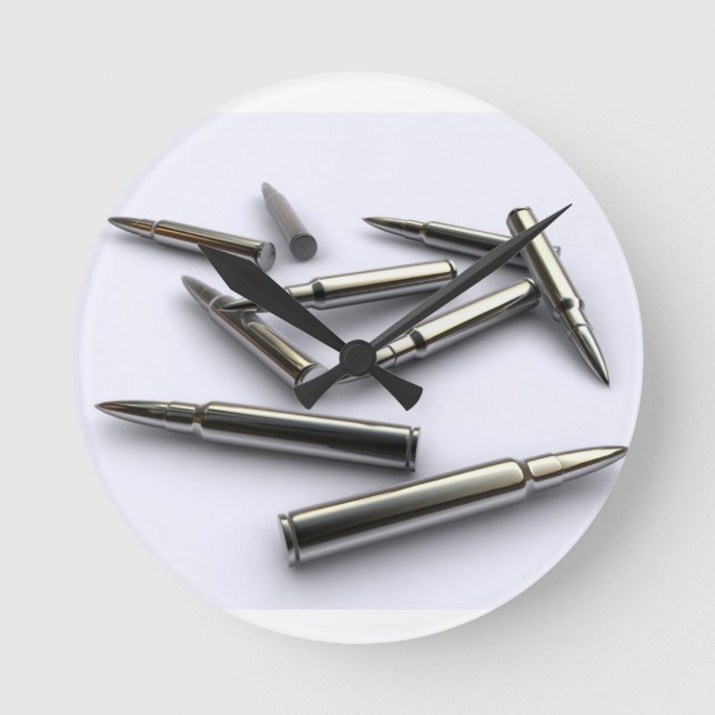 Relógio Redondo Pulso de disparo de prata da bala (Frente)