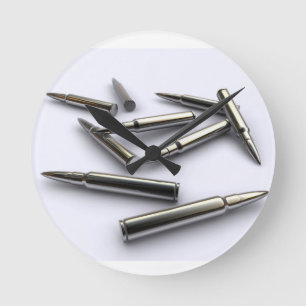 Relógio Redondo Pulso de disparo de prata da bala