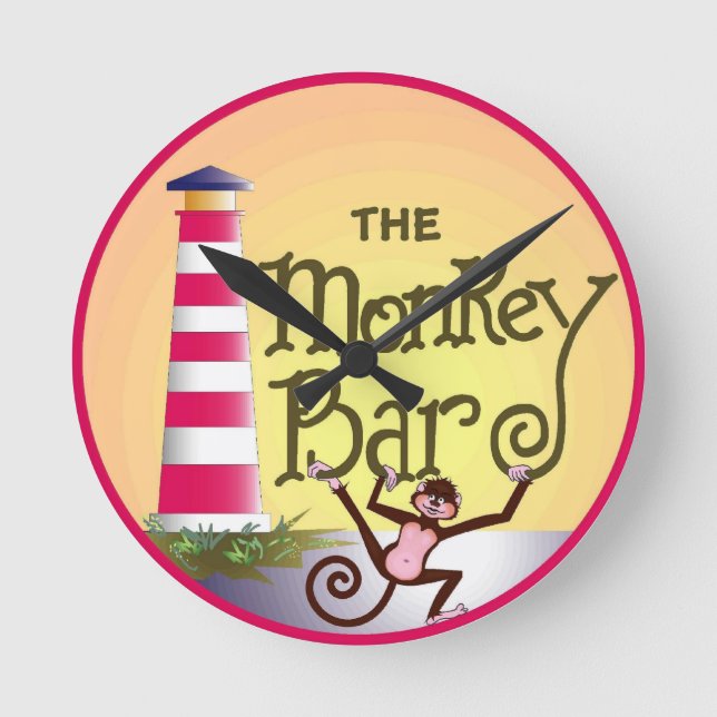 Relógio Redondo Pulso de disparo do bar de macaco (Frente)