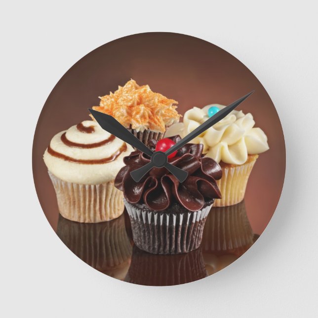 Relógio Redondo pulso de disparo do cupcake (Frente)